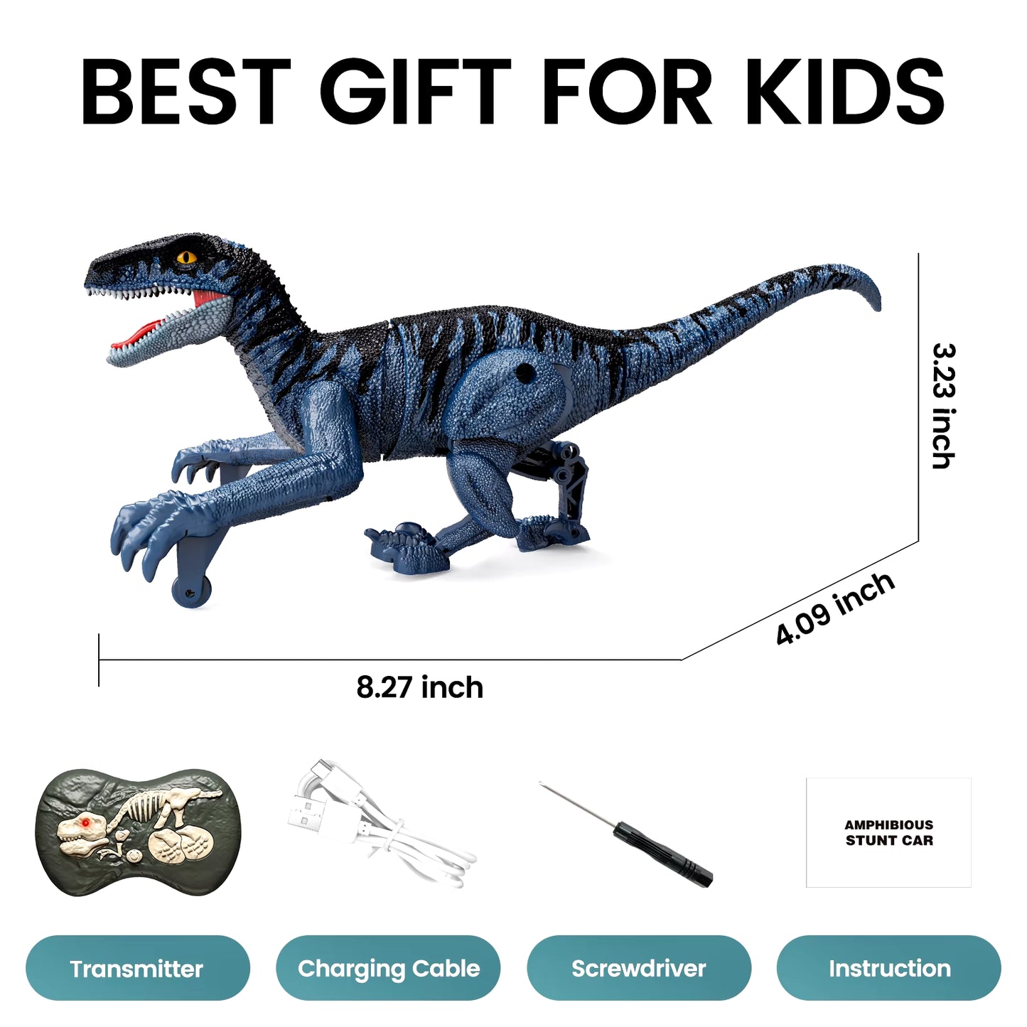 Remote Control Dinosaur Toys for Kids, 2.4Ghz Robot Walking Dinosaur Toys, Simulation Velociraptor, Gifts for Boys 3-5
