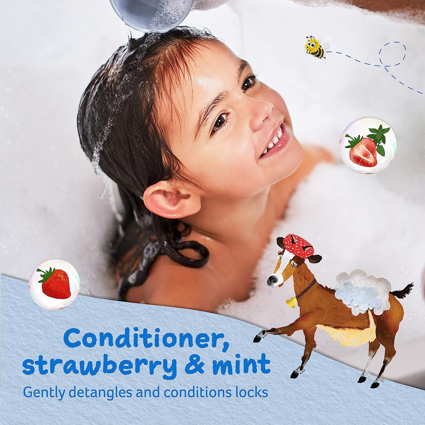 | Kids Conditioner 250Ml | Strawberry & Organic Mint | All Hair Types | Conditions & Nourishes | Suitable for Dry, Sensitive & Eczema-Prone Skin & Scalp