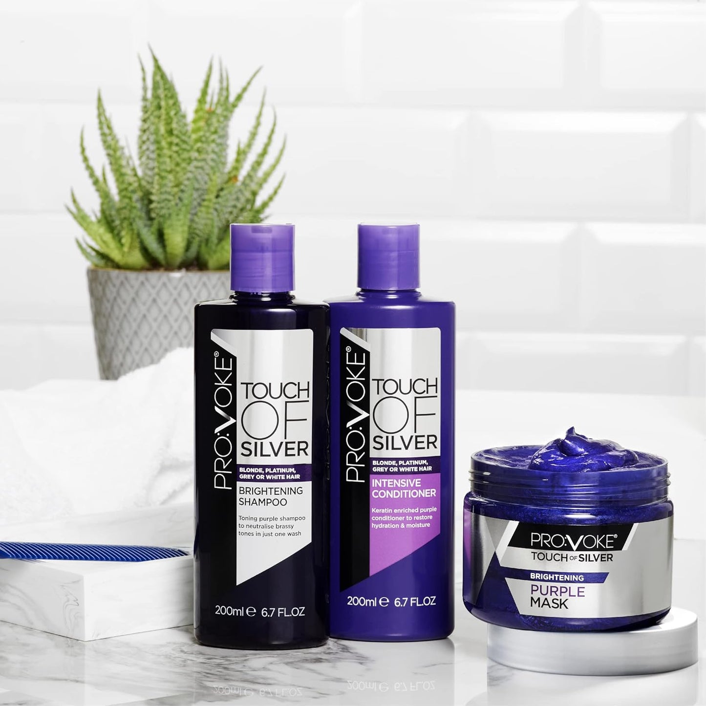 Touch of Silver Brightening Purple Shampoo & Intensive Conditioner 400Ml, Neutralises Yellow & Orange Tones, Formulated with Violet & Blue Pigments