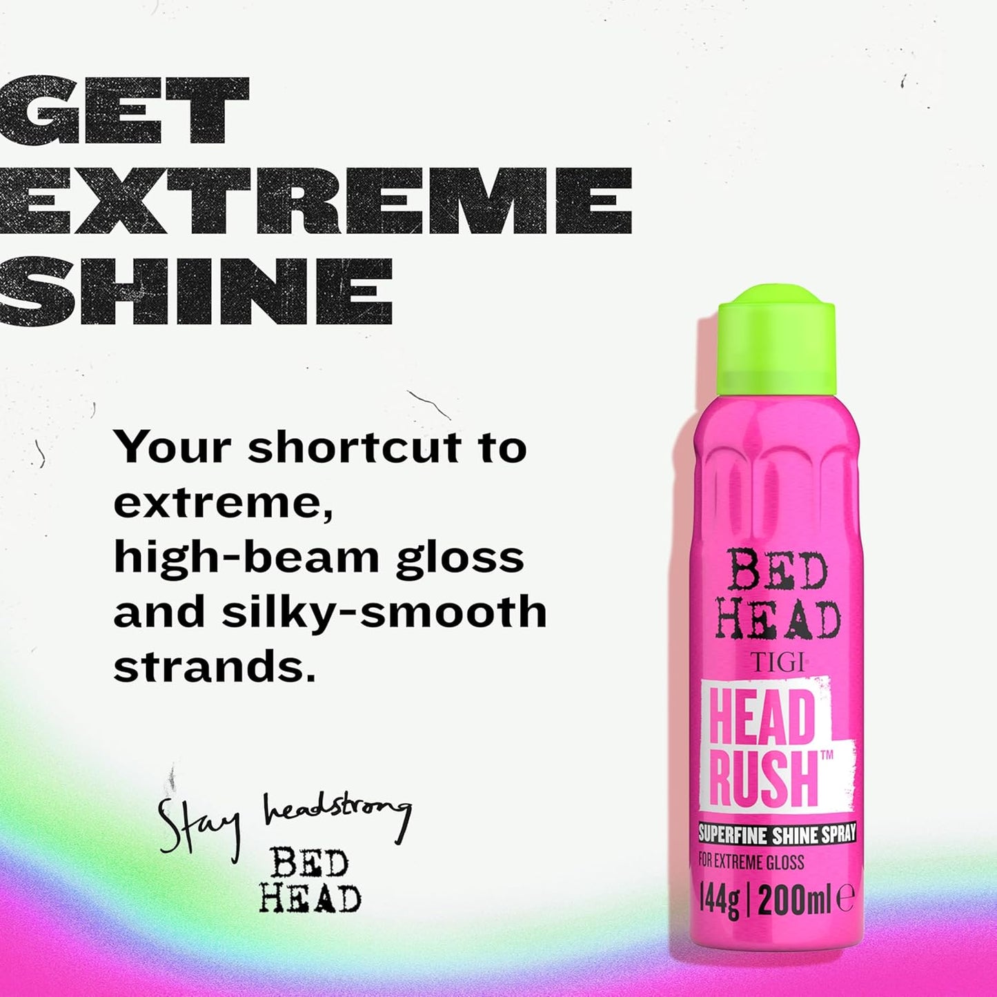 Bed Head by Headrush Shine Spray – Lightweight Shine Spray for Smooth, Glossy Hair – 200 Ml