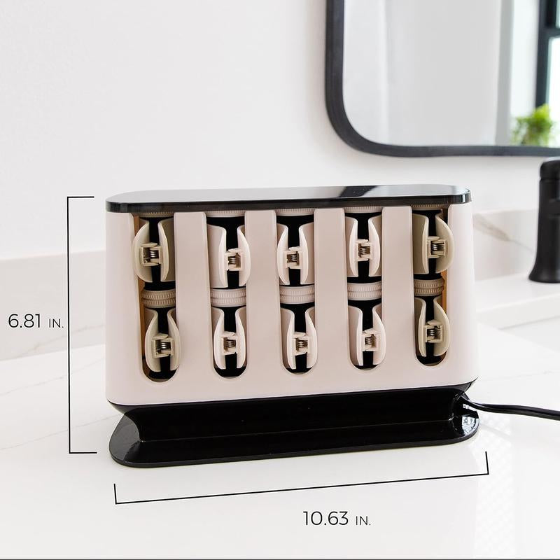 Shine Therapy Argan Oil & Keratin Treated Hot Rollers Set, Professional Hair Curlers for Setting All Hair Lengths from Short and Medium to Long Heatless Blowout Rods Comfort