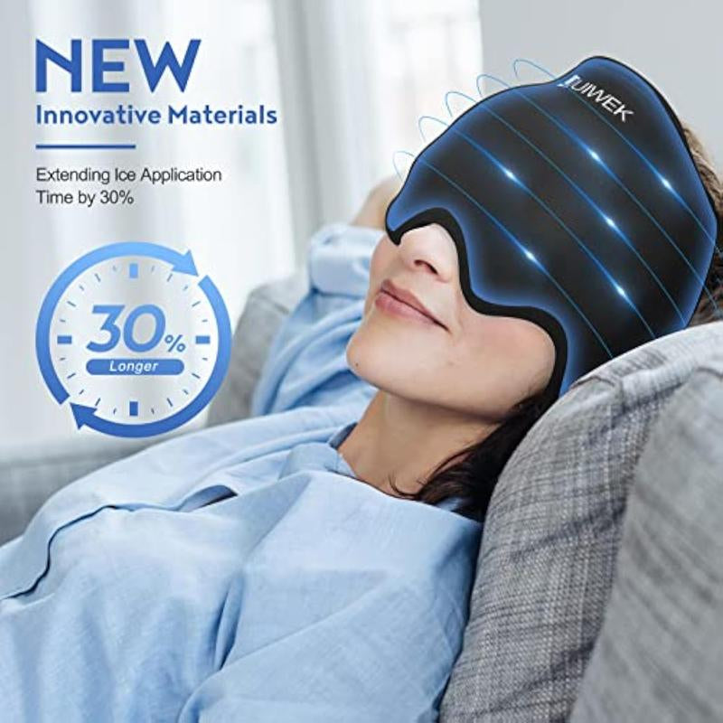 Migraine-Ice-Head-Wrap-Migraine with Cold & Hot Therapy for Migraines, Puffy Eyes, Tension, Sinusitis and Stress Relief, Flexible Cooling Headache Cap