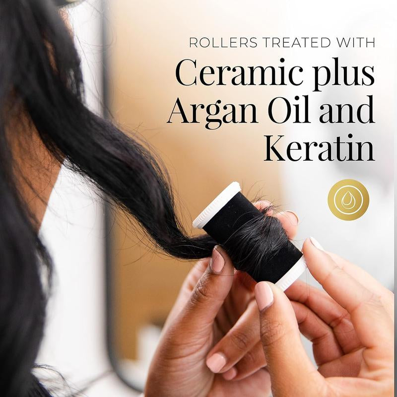 Shine Therapy Argan Oil & Keratin Treated Hot Rollers Set, Professional Hair Curlers for Setting All Hair Lengths from Short and Medium to Long Heatless Blowout Rods Comfort