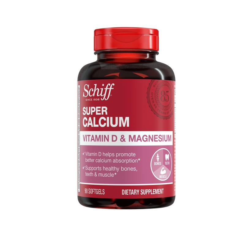 Schiff Super Calcium 800Mg plus Magnesium with Vitamin D3, 90 Softgels - Calcium Supplement (Pack of 2) Healthcare Dietary Fitness Edible