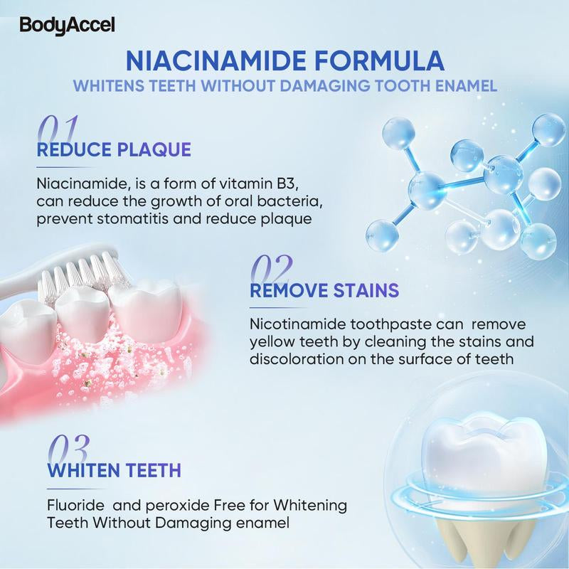 Bodyaccelprobiotic Whitening Toothpaste, Free of Fluoride, Nicotinamide, anti Plaque, Oral Health Management Teeth Whitening Solution-Jz
