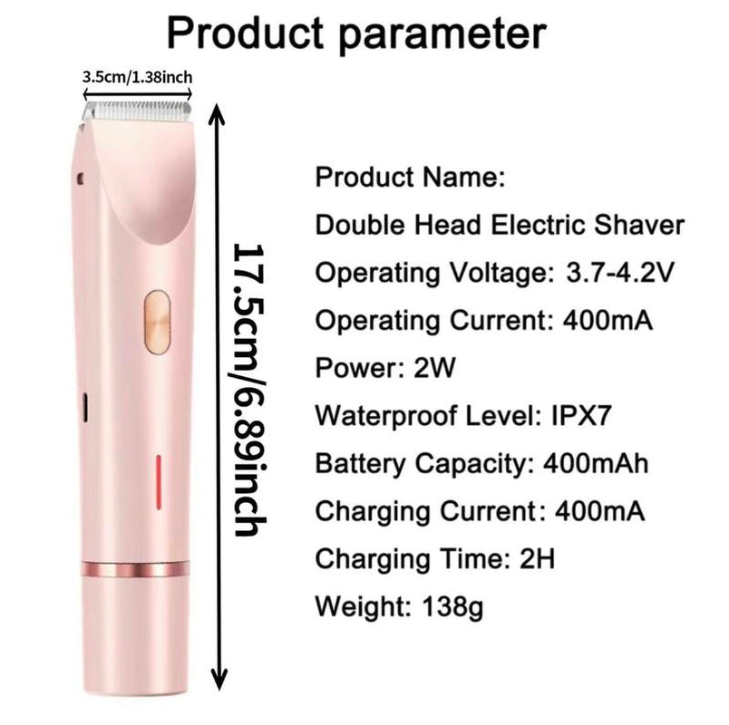 Electric Bikini Trimmer for Women, Rechargeable 2 in 1 Body & Facial Hair Removal, Waterproof Wet & Dry Use Trimmer for Women, Winter & New Year Gift, Valentine'S Day Gift