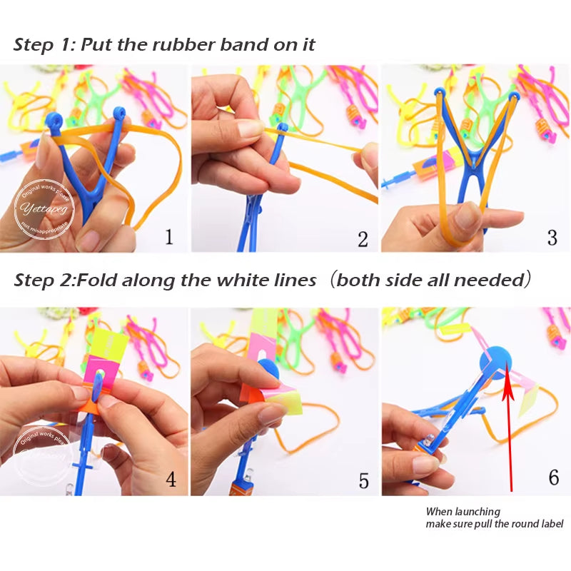 Amazing Light Toy Arrow LED Light Toys Outdoor Party Fun Gift Rubber Band Catapult Glow in the Dark Rocket Helicopter Flying Toy