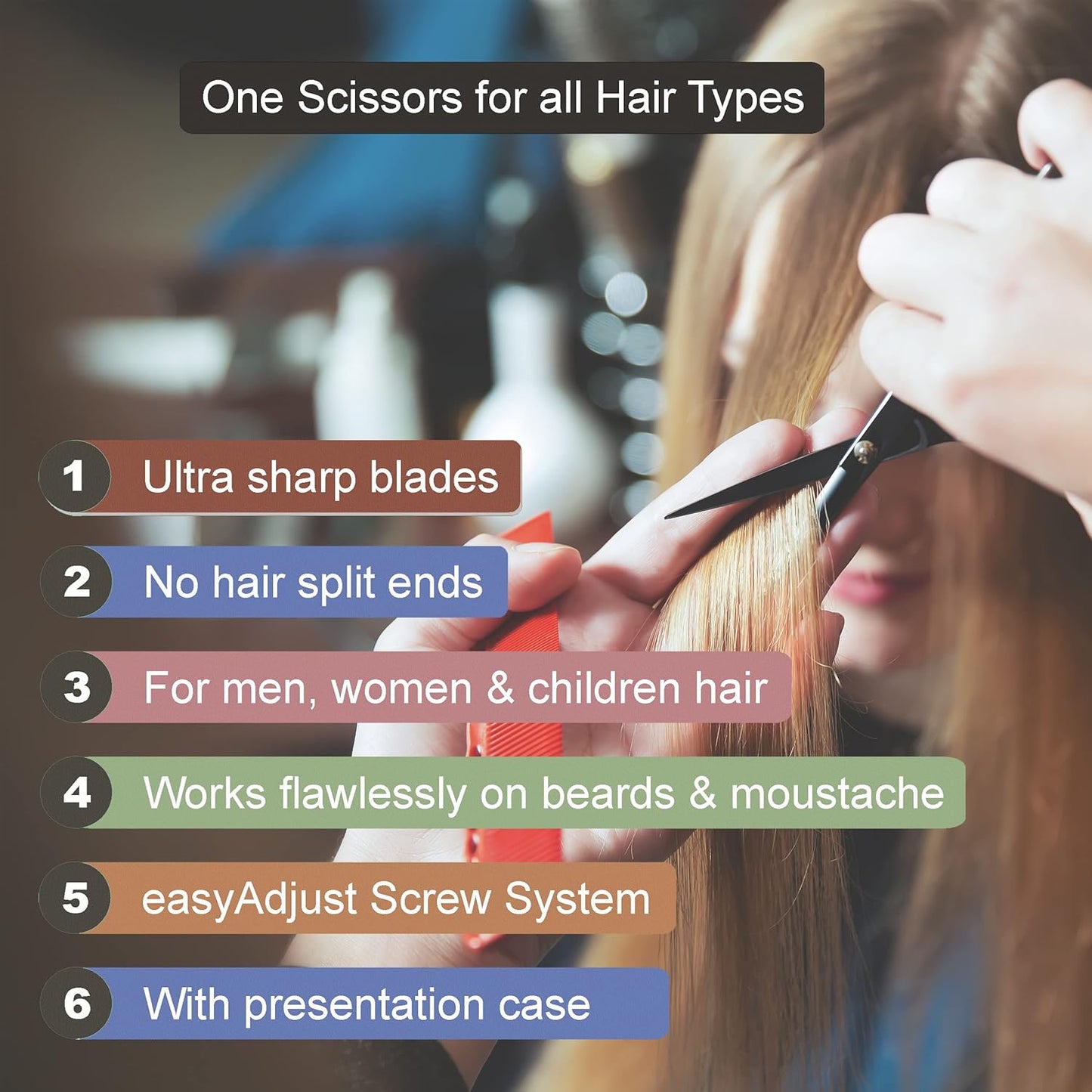 Professional Hair Scissors, Japanese Convex Hair Cutting Scissors, Hairdressing Scissors Suitable for All Hair Types. 5.5" (14 Cm) - Ultra-Sharp Blades No More Split Ends - Includes Case, Hair Comb