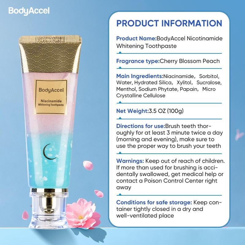 Bodyaccelprobiotic Whitening Toothpaste, Free of Fluoride, Nicotinamide, anti Plaque, Oral Health Management Teeth Whitening Solution-Jz