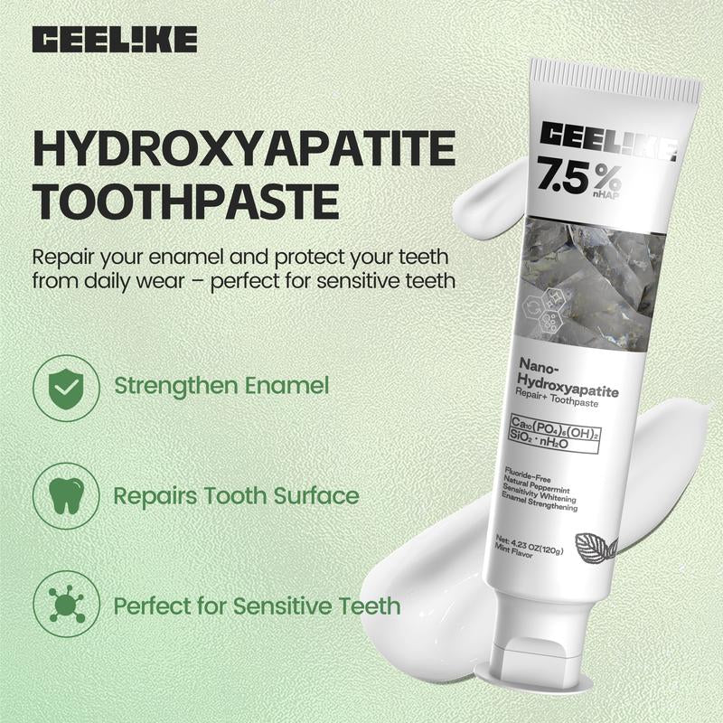 CEELIKE Fluoride-Free Hydroxyapatite Toothpaste (3-Pack) | Enamel Repair & Fresh Breath | Gentle Mint | Total 12.69 Oz #Springtok