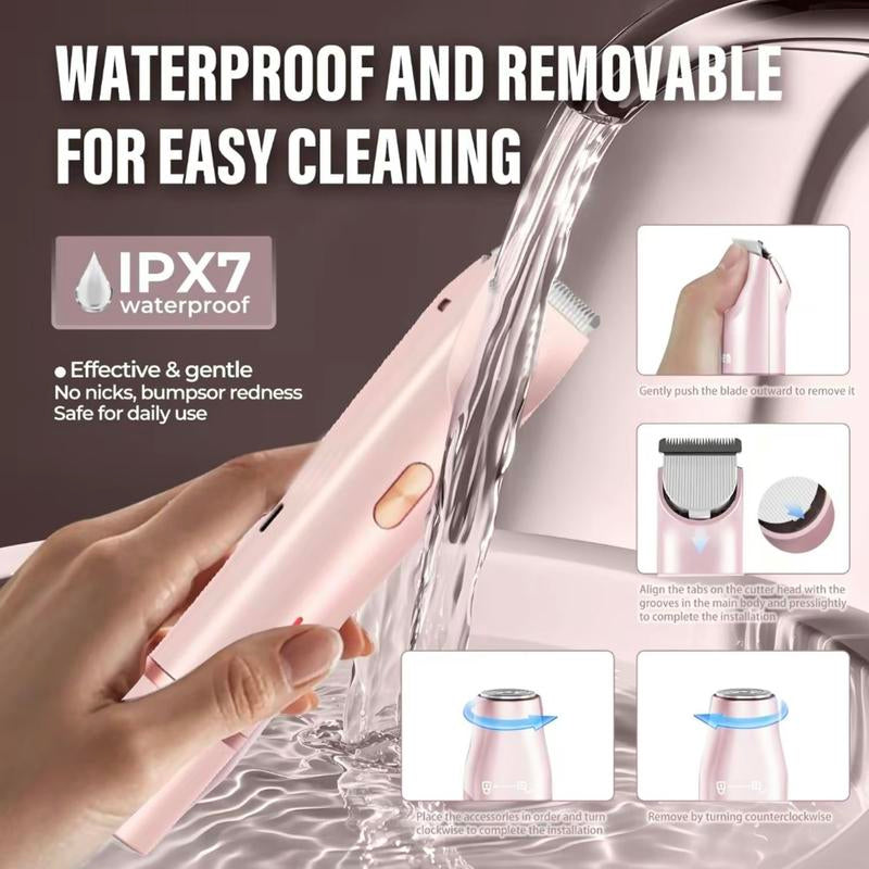 Electric Bikini Trimmer for Women, Rechargeable 2 in 1 Body & Facial Hair Removal, Waterproof Wet & Dry Use Trimmer for Women, Winter & New Year Gift, Valentine'S Day Gift