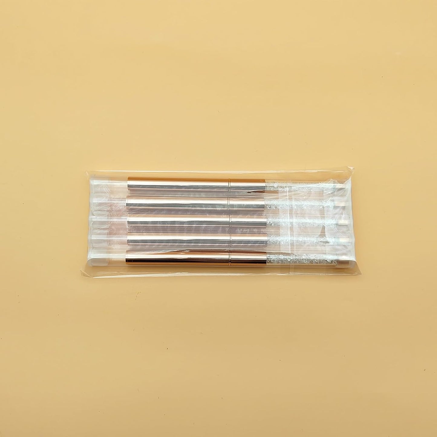 5PCS Nail Art Liner Brushes Long Set with Lid and Diamand Handle 7/9/11/15/20Mm, Fine Detail Painting Cap Pens Kit Thin Acrylic Line Brush Tools for DIY Professional Design Rose Gold