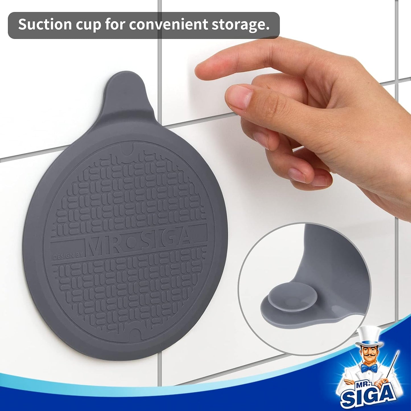 Silicone Bathtub Stopper, Drain Stopper for Shower, Sink, 5.1" Diameter, Grey, 3 Pack