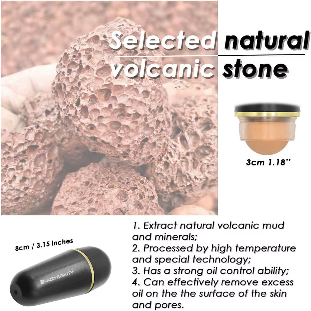 Face Oil Absorbent Volcanic Roller Portable Reusable Oil Control on the Go Instant Results Remove Excess Shine for Oily Skin