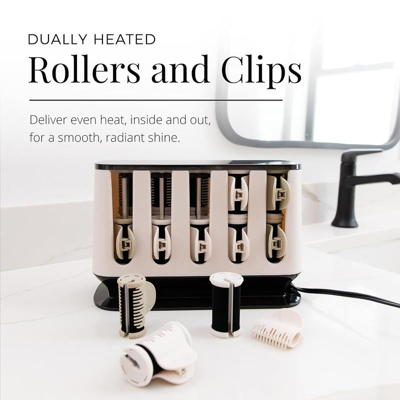 Shine Therapy Argan Oil & Keratin Treated Hot Rollers Set, Professional Hair Curlers for Setting All Hair Lengths from Short and Medium to Long Heatless Blowout Rods Comfort