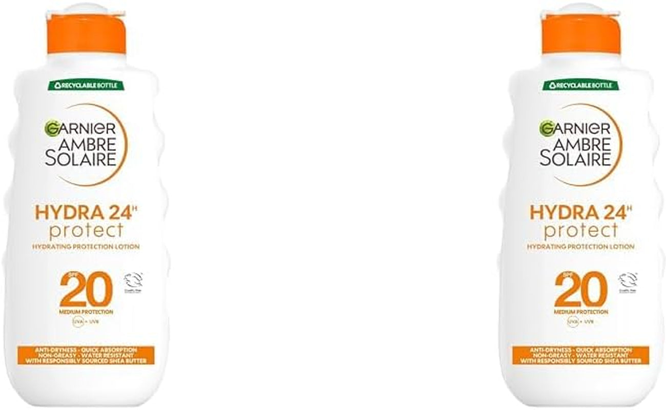 Garnier Ultra-Hydrating Shea Butter Sun Protection Cream SPF20, Hydrating Medium Sun Protection Lotion SPF20 200 Ml (Pack of 2)