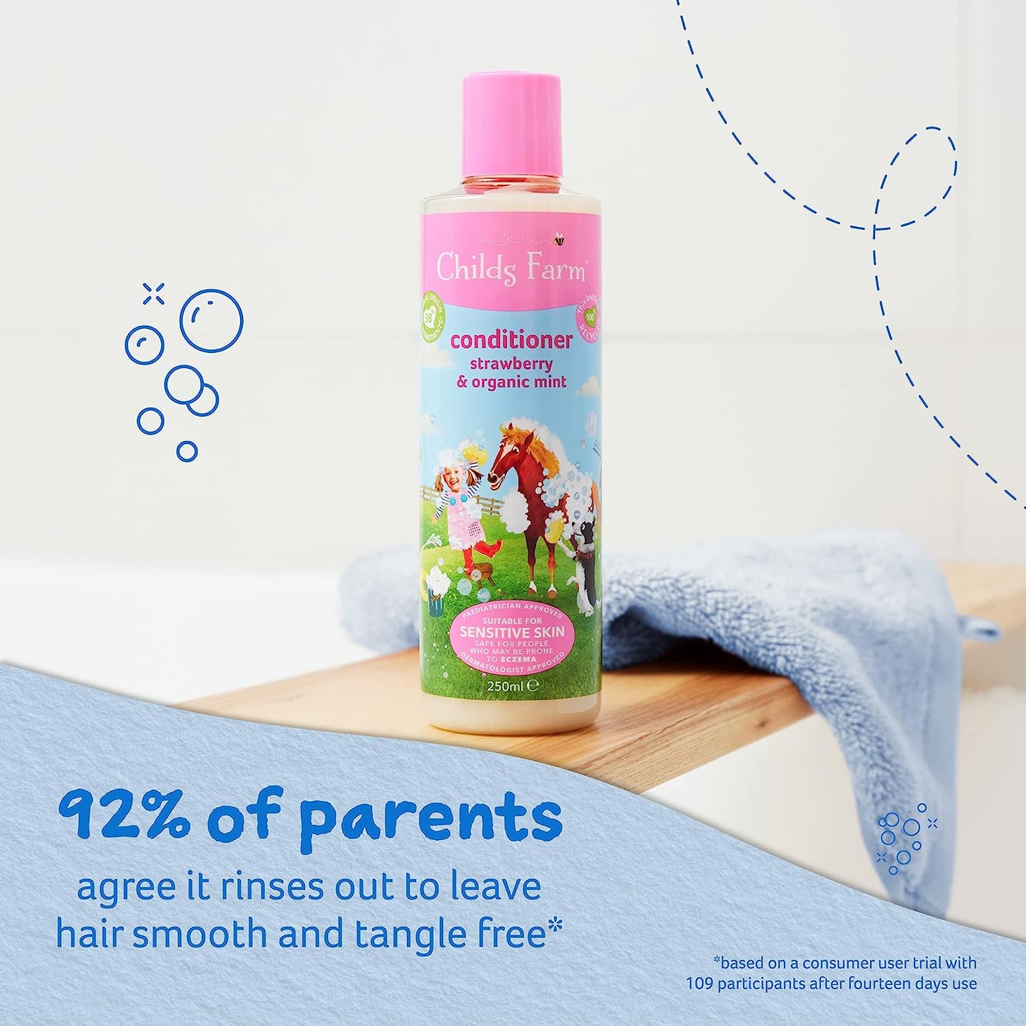 | Kids Conditioner 250Ml | Strawberry & Organic Mint | All Hair Types | Conditions & Nourishes | Suitable for Dry, Sensitive & Eczema-Prone Skin & Scalp