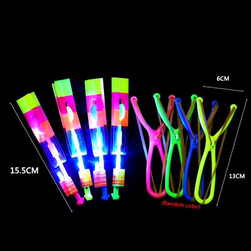 Amazing Light Toy Arrow LED Light Toys Outdoor Party Fun Gift Rubber Band Catapult Glow in the Dark Rocket Helicopter Flying Toy