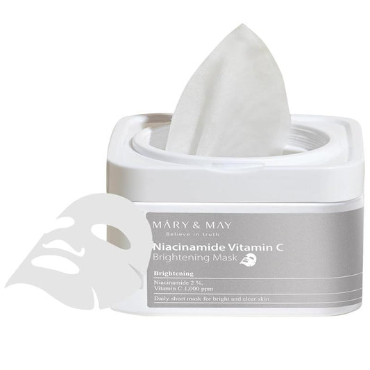 [Mary&May] Niacinamide Vitamin C Brightening Mask (30 Sheets, 400G) Korean Face Mask Sheet for Daily Hydration & Skin Brightening, Radiant Complexion