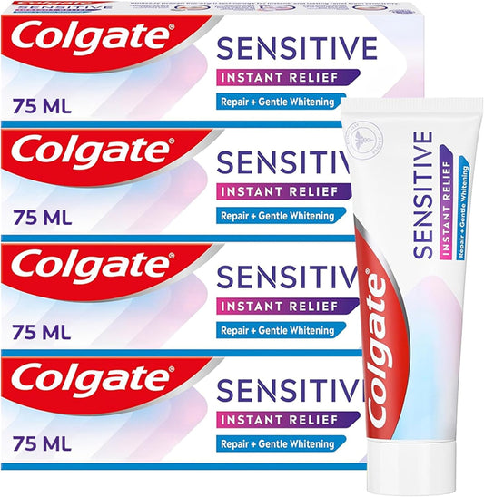 Sensitive Instant Relief Repair + Gentle Whitening Toothpaste | Instant* and Long-Lasting** Sensitivity Relief | Protective Layer with Calcium** | Fluoride Toothpaste | 4 Pack, 75Ml Tubes