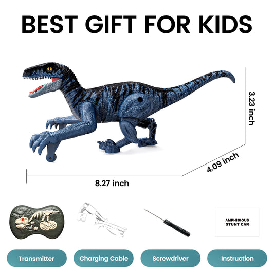 Remote Control Dinosaur Toys for Kids, 2.4Ghz Robot Walking Dinosaur Toys, Simulation Velociraptor, Gifts for Boys 3-5