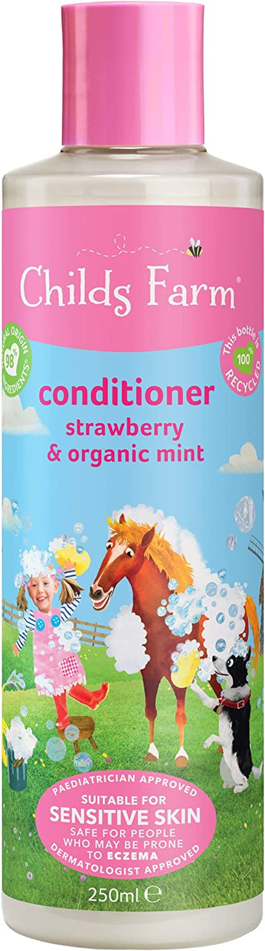 | Kids Conditioner 250Ml | Strawberry & Organic Mint | All Hair Types | Conditions & Nourishes | Suitable for Dry, Sensitive & Eczema-Prone Skin & Scalp