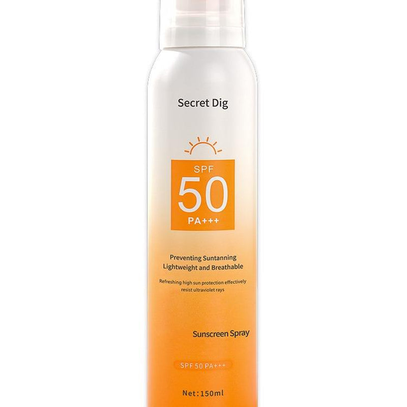 Secret Dig Sunscreen Spray SPF 50 PA+++ Small Aperture Mist for Even Coverage Lightweight & Breathable High UV Protection Prevents Sunburn Skin Care