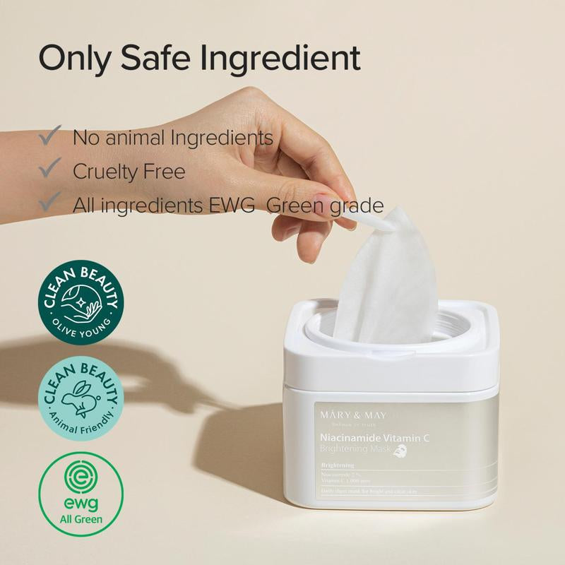 [Mary&May] Niacinamide Vitamin C Brightening Mask (30 Sheets, 400G) Korean Face Mask Sheet for Daily Hydration & Skin Brightening, Radiant Complexion