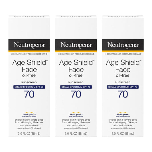 Age Shield Anti-Oxidant Face Lotion Sunscreen Broad Spectrum SPF 70, 3 Fluid Ounce (Pack of 3)