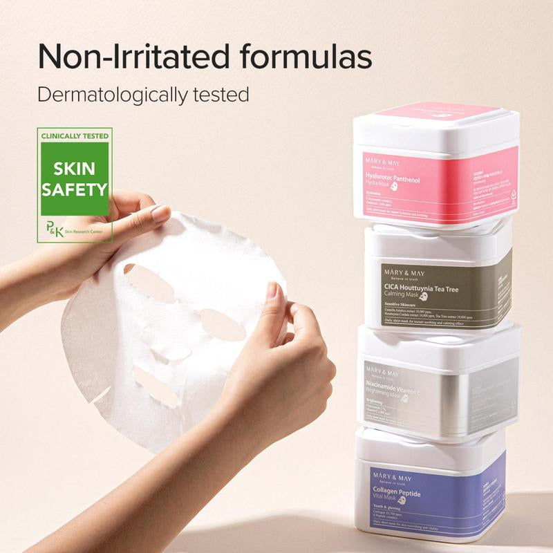 [Mary&May] Niacinamide Vitamin C Brightening Mask (30 Sheets, 400G) Korean Face Mask Sheet for Daily Hydration & Skin Brightening, Radiant Complexion