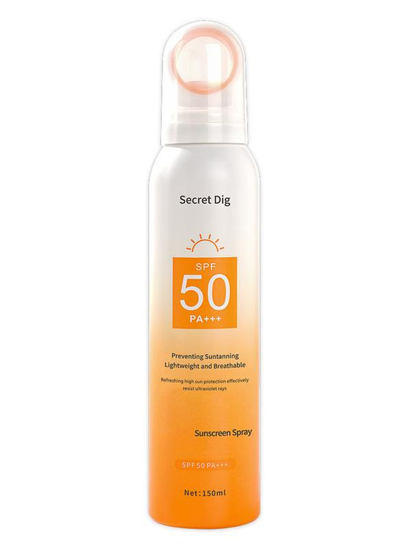 Secret Dig Sunscreen Spray SPF 50 PA+++ Small Aperture Mist for Even Coverage Lightweight & Breathable High UV Protection Prevents Sunburn Skin Care