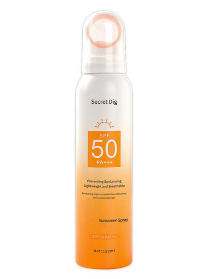 Secret Dig Sunscreen Spray SPF 50 PA+++ Small Aperture Mist for Even Coverage Lightweight & Breathable High UV Protection Prevents Sunburn Skin Care