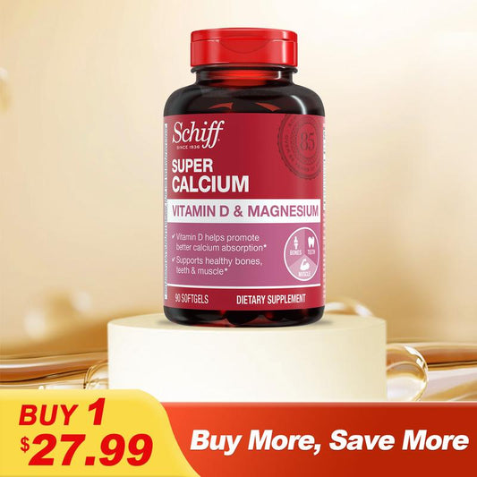 Schiff Super Calcium 800Mg plus Magnesium with Vitamin D3, 90 Softgels - Calcium Supplement (Pack of 2) Healthcare Dietary Fitness Edible