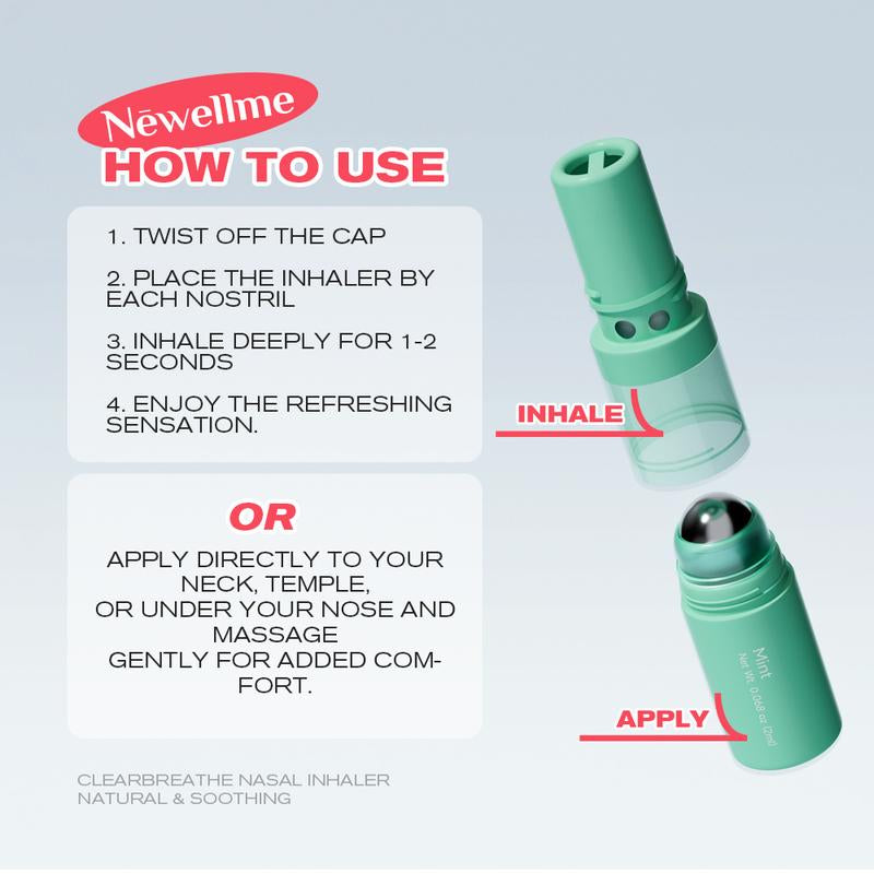 NEWELLME Nasal Stick - Strong Essential Oil Vapors, Rapidly Combat Drowsiness, Boost Mental Clarity & Refresh Your Mind