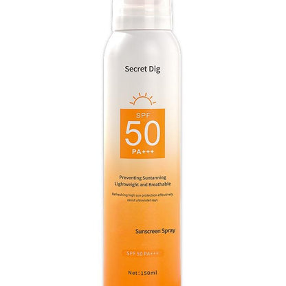Secret Dig Sunscreen Spray SPF 50 PA+++ Small Aperture Mist for Even Coverage Lightweight & Breathable High UV Protection Prevents Sunburn Skin Care