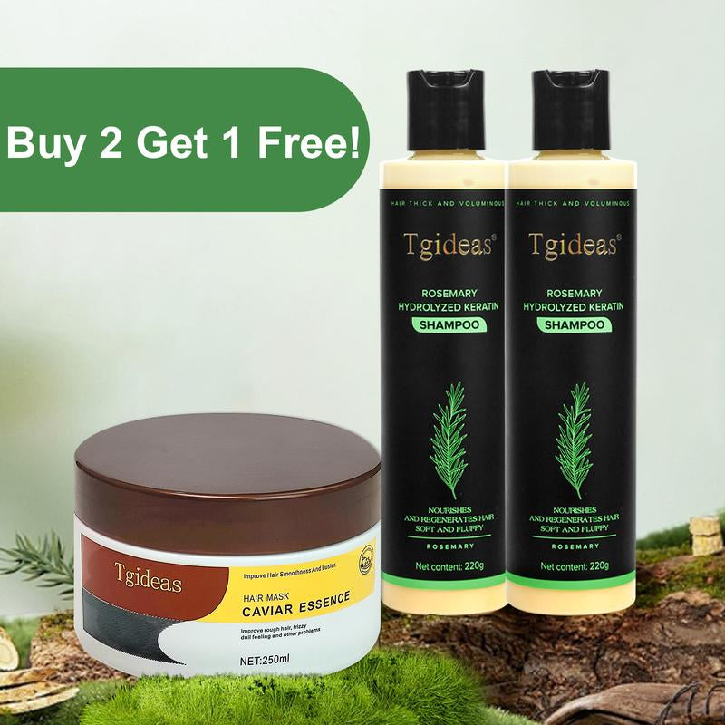 Buy 2 Get 1 Free! Tgideas Rosemaryshampoo + Caviar Hair Mask - Boosthair Growth, Control Oil & Dandruff,Soothe Scalp Lritation & Restoreshine!