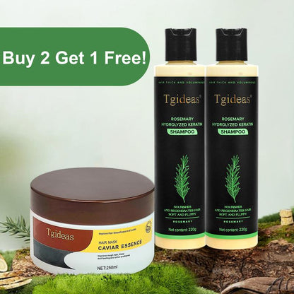 Buy 2 Get 1 Free! Tgideas Rosemaryshampoo + Caviar Hair Mask - Boosthair Growth, Control Oil & Dandruff,Soothe Scalp Lritation & Restoreshine!