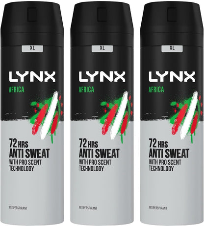 Africa 72 Hour Protection against Odour and Wetness Anti-Perspirant Deodorant Spray No Fuss Aerosol for All-Day Freshness 200 Ml Pack of 3