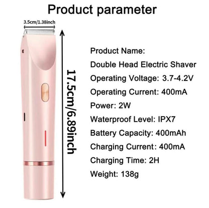Electric Bikini Trimmer for Women, Rechargeable 2 in 1 Body & Facial Hair Removal, Waterproof Wet & Dry Use Trimmer for Women, Winter & New Year Gift, Valentine'S Day Gift