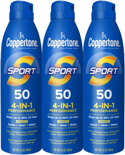 SPORT Continuous Sunscreen Spray Broad Spectrum SPF 50 Multipack (5.5 Ounce Bottle, Pack of 3) (Packaging May Vary)
