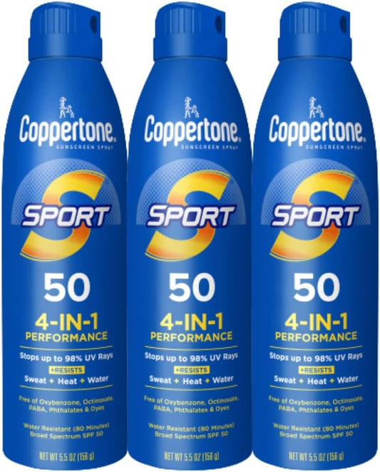 SPORT Continuous Sunscreen Spray Broad Spectrum SPF 50 Multipack (5.5 Ounce Bottle, Pack of 3) (Packaging May Vary)