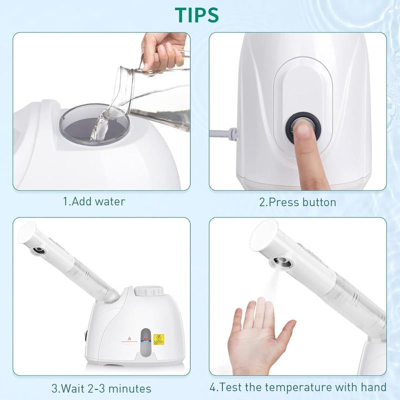 Facial Steamer, Adjustable Nozzle Facial Steamer, Deep Cleansing Face Skin Care Tool, Professional Facial Beauty Instrument for Women