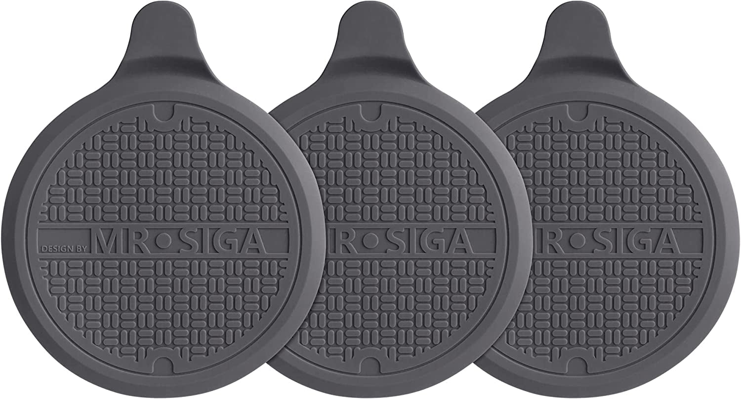 Silicone Bathtub Stopper, Drain Stopper for Shower, Sink, 5.1" Diameter, Grey, 3 Pack